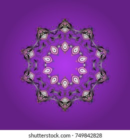 Vector illustration. Christmas Stylized violet, gray and pink Snowflakes on a violet, gray and pink colors.