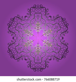 Vector illustration. Christmas Stylized violet, gray and neutral Snowflakes on a violet, gray and neutral colors.