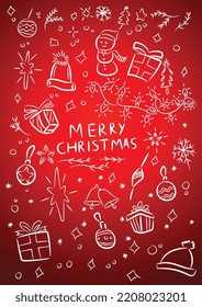 vector illustration of Christmas symbol Collection in sketch doodle