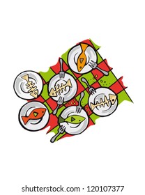 vector illustration of christmas table