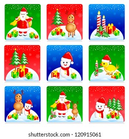 vector illustration of Christmas template with different object