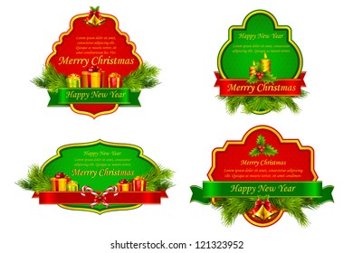 vector illustration of Christmas template with different object