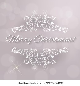 Vector illustration of Christmas text over gray abstract background