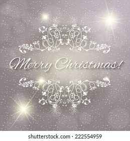Vector illustration of Christmas text over gray abstract background