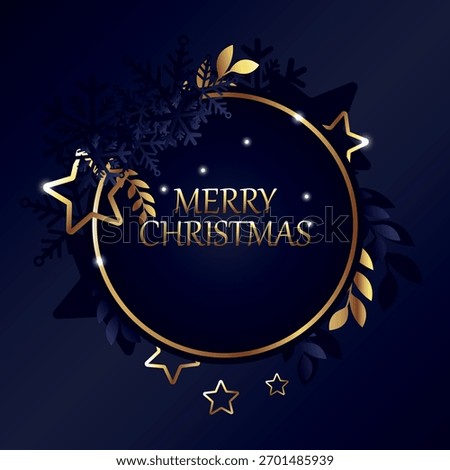 Vector illustration with Christmas theme, in dark blue and gold colors