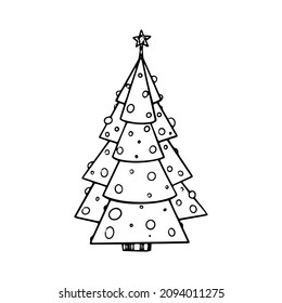 vector illustration christmas theme linear drawing sketch doodle Christmas tree