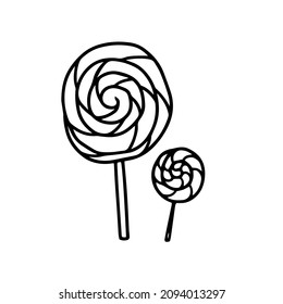vector illustration christmas theme linear drawing sketch doodle winter hat mittens lollipop