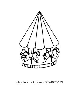vector illustration christmas theme linear drawing sketch doodle carousel