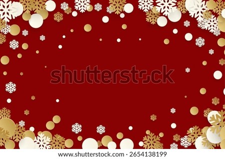 Vector Illustration of a Christmas Themed Background With Golden and White Snowflakes on a Red Canvas Offering a Seasonal and Elegant Design.