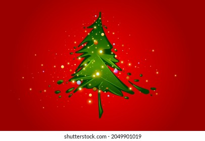 Vector illustration Christmas Three in the Red Background