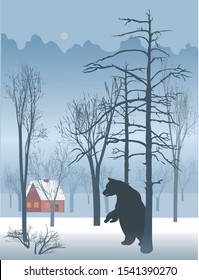 Vector illustration Christmas time and bear