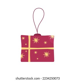 Vector illustration of a Christmas toy in the form of a red gift box