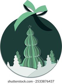 Ilustração vetorial. Brinquedo de Natal, árvore. Feliz Natal, Feliz Ano Novo. Design moderno. Decoração de Natal.