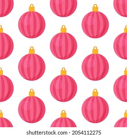 Vector illustration of christmas toys pattern. Seamless pink balloon pattern. 