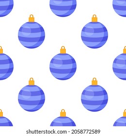 Vector illustration of christmas toys pattern. Seamless blue balloon pattern. 
