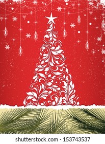 vector illustration with christmas tree