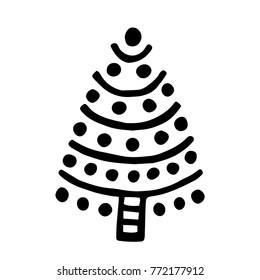 Vector illustration of christmas tree or any spruce in doodle style. It may be fir tree and pine tree. Outline and simple. Drawn by pen and then carefully digitized.