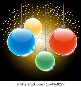 Vector illustration Christmas tree balls for decoration on Christmas holiday greeting card template