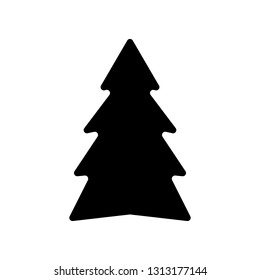 Vector illustration, Christmas tree. Black isolated silhouette. Applicable as a decorative element for interior designs, greeting postcards, posters, flyers etc.