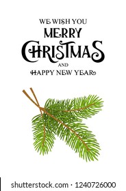 Vector illustration of christmas tree branch isolated on white background
