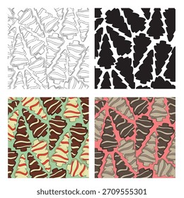 vector illustration of a christmas tree cake, in various.