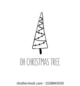 Vector illustration with christmas tree. Vector card with christmas tree. Winter card.