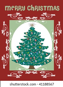 Vector Illustration of a Christmas Tree Card