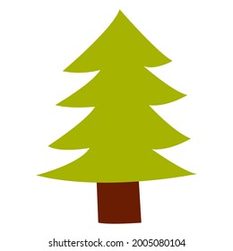 Vector illustration of Christmas tree in cartoon flat childish style
