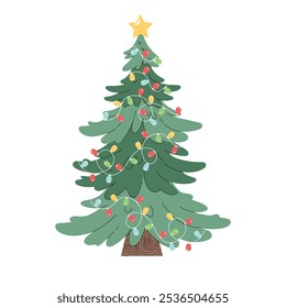 Ilustración vectorial de un árbol de Navidad en estilo de dibujos animados