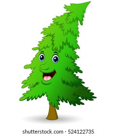 Vector illustration of Christmas tree cartoon character 