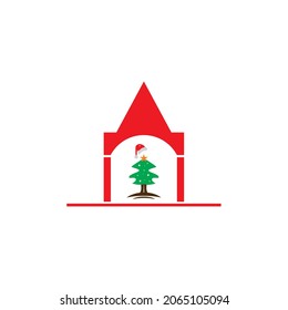 Vector illustration of Christmas tree decoration with santa claus hat 