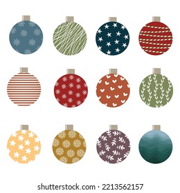 Vector illustration of Christmas tree decoration ball collection on white background