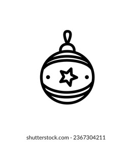 Vektorgrafik einer Weihnachtsbaumdekoration mit einem Stern. Minimale Ikone im Linienstil für Weihnachtsschmuck. Einfaches Bauble-Design für die Feier des neuen Jahres.
