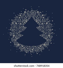 Ilustración vectorial de una decoración de árbol de Navidad hecha de estrellas. Tarjeta de felicitación de Navidades felices.