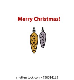 Vector illustration of christmas tree decorative toys