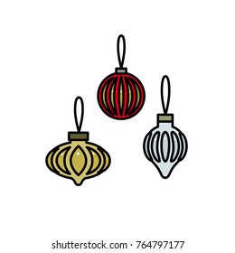 Vector illustration of christmas tree decorative toys