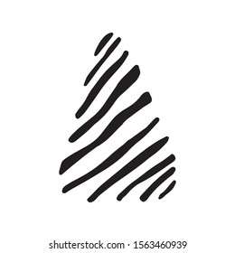Vector illustration. Christmas tree in diagonal stripes isolated on a white background. Zebra print. Holiday Сhristmas decoration design element. Hand drawn fir doodle clipart.