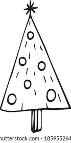 ilustración vectorial del árbol de navidad en estilo doodle