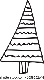 ilustración vectorial del árbol de navidad en estilo doodle