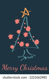 vector illustration of a Christmas tree drawn in ink