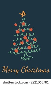 ilustración vectorial de un árbol de Navidad dibujado en tinta