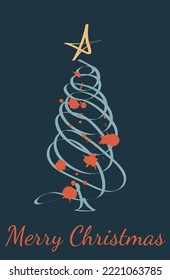 vector illustration of a Christmas tree drawn in ink