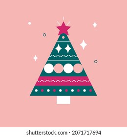 Vektorgrafik von Weihnachtsbaum im flachen Stil.