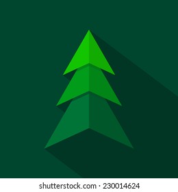 Vector illustration of Christmas tree flat style