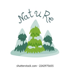 Vector illustration with a Christmas tree forest.