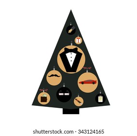 Vector illustration of Christmas tree for gentlemen.