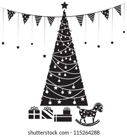 クリスマスツリー イラスト 白黒 のイラスト素材 画像 ベクター画像 Shutterstock