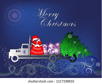 Vector illustration. Christmas tree with gifts. Cartoon vector illustration. Star, decoration balls. Merry christmas.