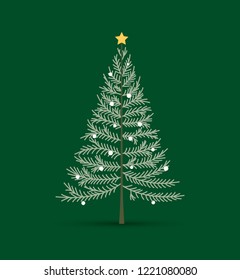 Vector illustration of a Christmas tree. Happy Christmas greeting card