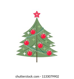 Vector illustration of a Christmas tree. Christmas icon